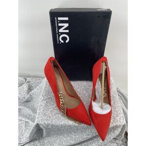 I.N.C. International ConceptSadelle Red Stiletto Heels Gold Chain Ankle Wrap 9.5